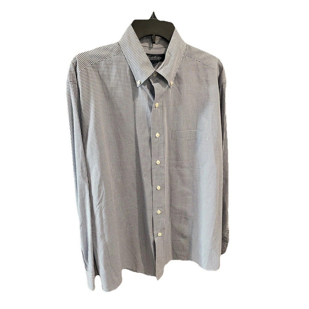 Brooks Brothers Men's Large L Madison Fit Preppy Oxford Blue Plaid Excellent!